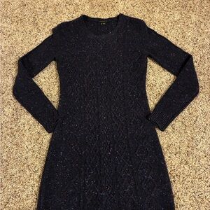 Theory Women’s deep purple cable knit wool/mohair sweater mini dress size small